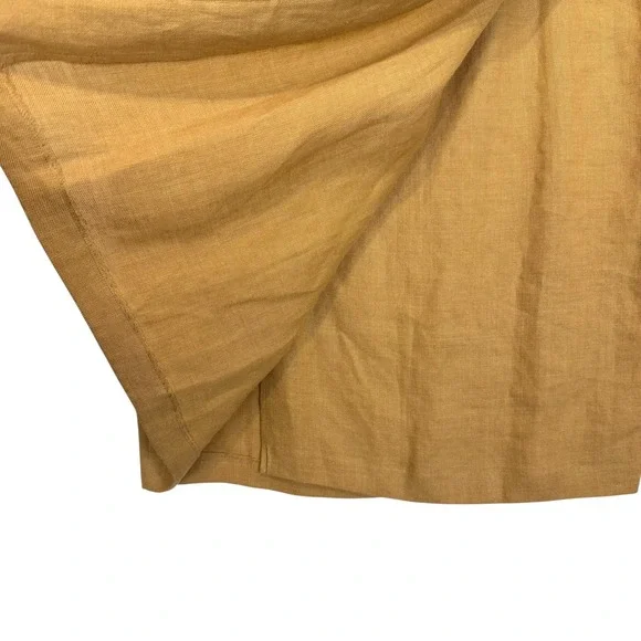 Lauren Ralph Lauren Tan Linen Blend Buckle Wrap Skirt Size 14 Womens - Picture 4 of 7